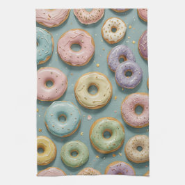 Een Whimsicale Pastelkleurige Donut Droom Theedoek