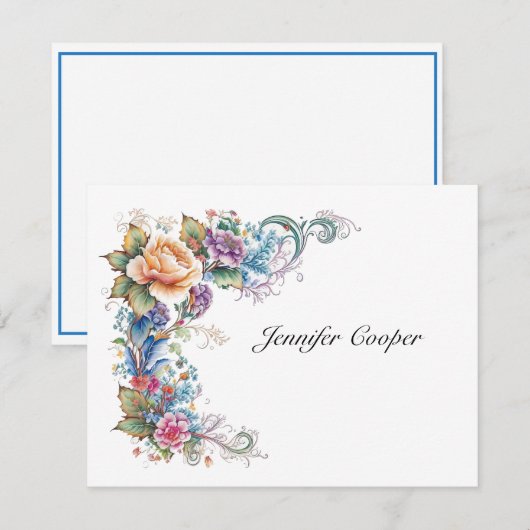 Een whimsy van Rozen van uw bureau een persoonlijk Notitiekaartje (Voorkant / Achterkant)