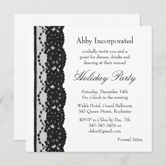 Een White Lace Holiday Uitnodiging (Voorkant / Achterkant)