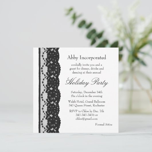 Een White Lace Holiday Uitnodiging (Staand voorkant)