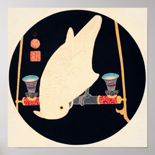Een White Macaw Illustratie van Ito Jakuchu Poster (Voorkant)