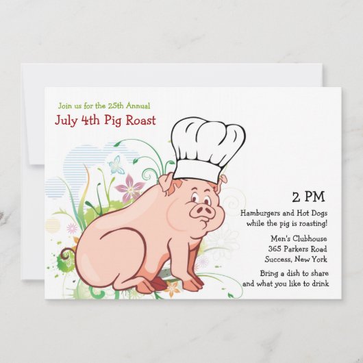 Een wie roast? Pig Roast Invitation Kaart (Voorkant)