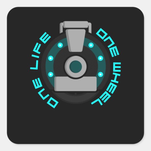 Één Wiel EUC Neonstijl Vierkante Sticker (Voorkant)