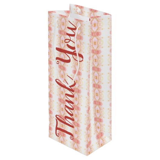 Een wijnbedankzak in Coral Pink Wijn Cadeautas (Achterkant Gekanteld)