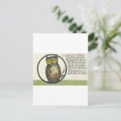 een wijze oude uil briefkaart (Staand voorkant)