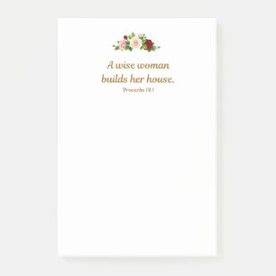 "Een wijze vrouw bouwt haar huis." 4 "x6" Custom Post-it® Notes