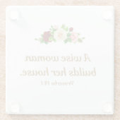 "Een wijze vrouw bouwt haar huis" Glazen Onderzetter (Achterkant)