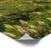 Een wikkelpad in een groene weide voor een berg poster (Hoek)