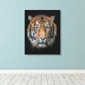 Een wild Bengalen tijgergezicht Canvas Afdruk (Insitu (Houten vloer))