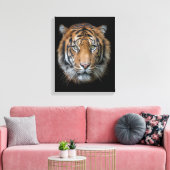Een wild Bengalen tijgergezicht Canvas Afdruk (Insitu (Woonkamer))