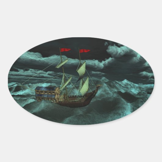 Een wild en stormachtig Zee Stickers (Voorkant)