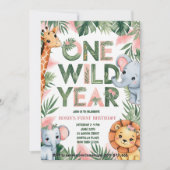 Een wild jaar 1e verjaardag uitnodiging (Voorkant)