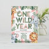 Een wild jaar 1e verjaardag uitnodiging (Staand voorkant)