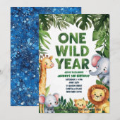 Een wild jaar 1e verjaardag uitnodiging (Voorkant / Achterkant)