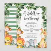 Een wild Oerwoud Baby shower van een Safari Kaart (Voorkant / Achterkant)