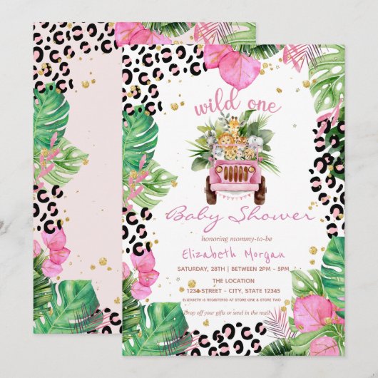 Een wild Oerwoud verlaat Baby shower Kaart