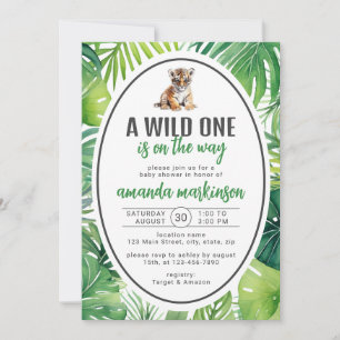 Een Wild One Baby Tiger Safari Baby shower Kaart