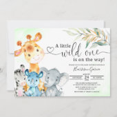 Een Wild One Oerwoud Animals Safari Baby shower Kaart (Voorkant)