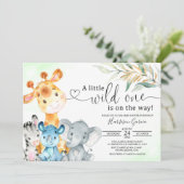 Een Wild One Oerwoud Animals Safari Baby shower Kaart (Staand voorkant)