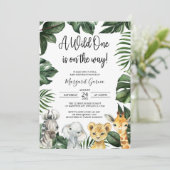 Een Wild One Oerwoud Safari Animals Baby shower Kaart (Staand voorkant)