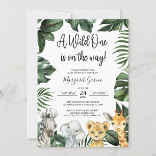 Een Wild One Oerwoud Safari Animals Baby shower Kaart