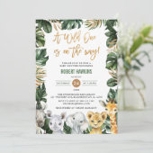 Een Wild One Oerwoud Safari Animals Baby shower Kaart (Staand voorkant)