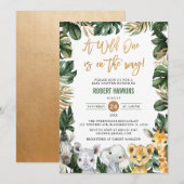 Een Wild One Oerwoud Safari Animals Baby shower Kaart (Voorkant / Achterkant)