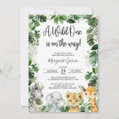 Een Wild One Oerwoud Safari Animals Baby shower Kaart (Voorkant)