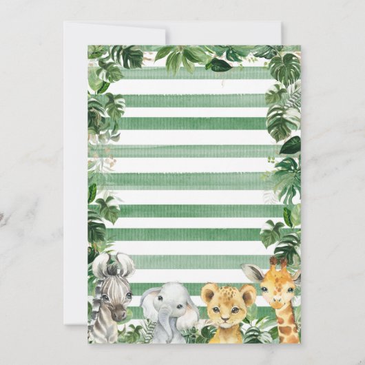 Een Wild One Oerwoud Safari Animals Baby shower Kaart (Achterkant)