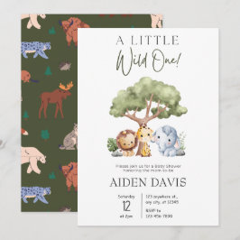 Een Wild One Schattige Oerwoud Safari Baby shower Kaart