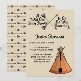 Een Wild One Tribal Arrows & Teepee Tent Baby show Kaart