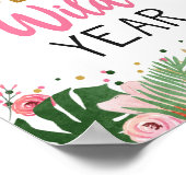 Eén Wild Year Tropical Safari Girl Birthday Sign Poster (Hoek)