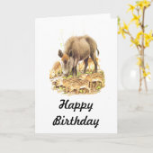 Een wild zwijn en baby's kaart (Gele Bloem)