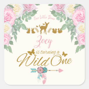 Een wilde 1 - Eerste verjaardag Vierkante Sticker