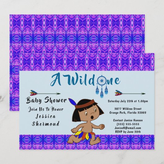 Een wilde Baby shower stampijlen Abstract blauw Kaart (Voorkant / Achterkant)