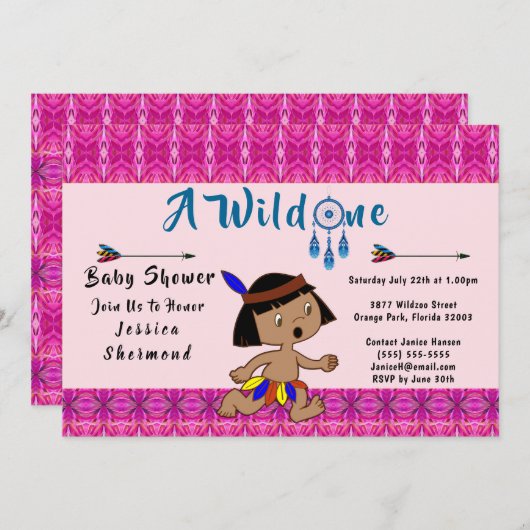 Een Wilde Baby shower stampijlen Abstract roze Kaart (Voorkant / Achterkant)