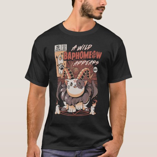 Een wilde Baphomeow verschijnt Schattige Baphomet T-shirt (Voorkant)