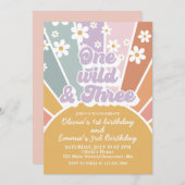 Eén wilde en drie retro zonneschijn regenboog made kaart (Voorkant / Achterkant)