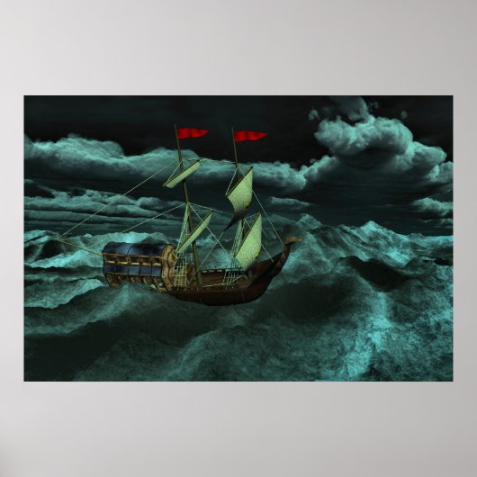 Een Wilde en Stormy Zee afdrukken Poster (Voorkant)