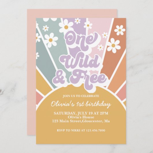 Eén wilde en vrije Retro Zonneschijn Regenboog Mad Kaart (Voorkant / Achterkant)