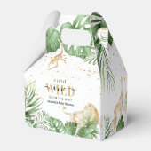 Een wilde is onderweg. Safari Baby shower Bedankdoosjes (Achterkant)