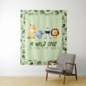 Een wilde is op de weg Baby shower achtergrond Wandkleed (In situ)