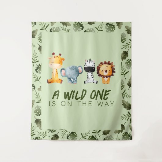 Een wilde is op de weg Baby shower achtergrond Wandkleed (Voorkant)