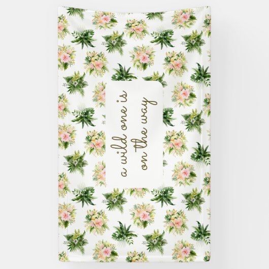 Een wilde is op de Weg - Tropisch Baby shower Spandoek (Verticaal)