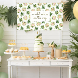 Een wilde is op de Weg - Tropisch Baby shower Spandoek