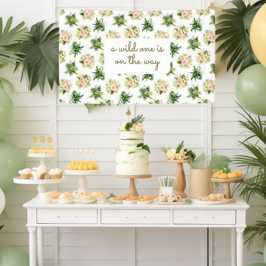 Een wilde is op de Weg - Tropisch Baby shower Spandoek
