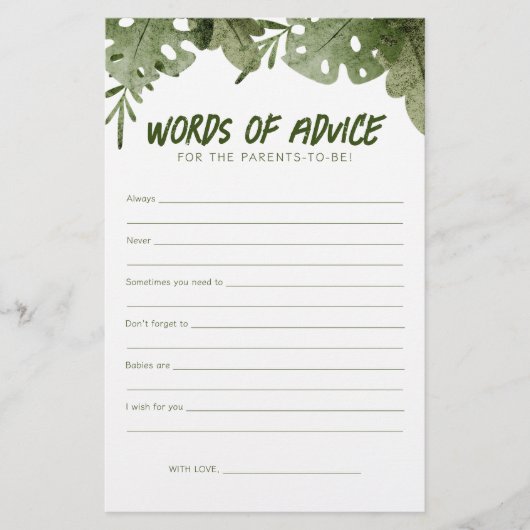 Een wilde is op weg naar Safari Baby Advice Kaart (Voorkant)