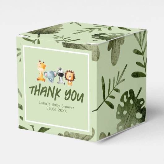 Een wilde is op weg naar Safari Baby shower Bedankdoosjes (Voorkant Zijde)