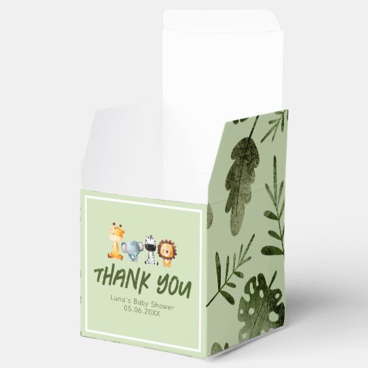 Een wilde is op weg naar Safari Baby shower Bedankdoosjes (Geopend)