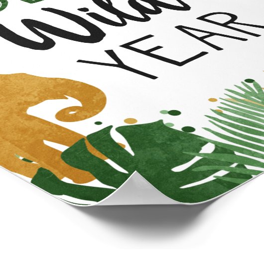 Eén Wilde Jaar Safari Dieren Goud Eerste Dag Poster (Hoek)